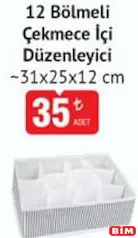 12 BÖLMELİ ÇEKMECE İÇİ DÜZENLEYİCİ 31X25X12 CM